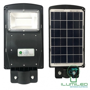 LUMINÁRIA PÚBLICA SOLAR COM CONTROLE E SENSOR 50W