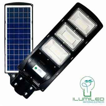 LUMINÁRIA PÚBLICA SOLAR COM CONTROLE E SENSOR 150W