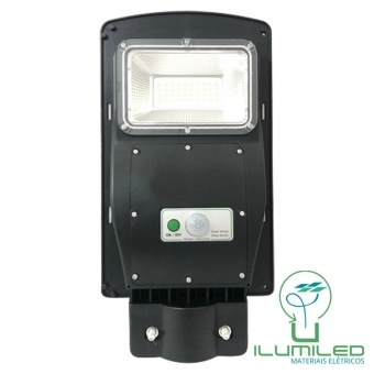 LUMINÁRIA PÚBLICA SOLAR COM CONTROLE E SENSOR 50W